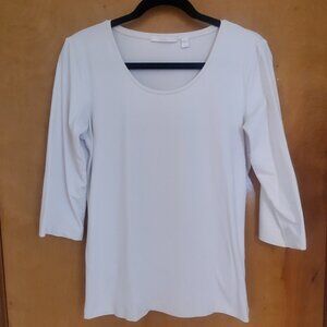 Hugo Boss Scoop Neck Stretch Jersey Top White - Size Large